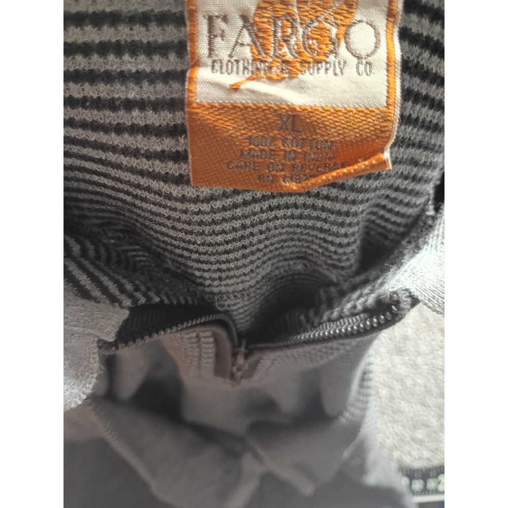 Fargo Clothing & Supply Co Mens XL Grey Striped Long Sleeve Quarter Zip Polo - Picture 6 of 8